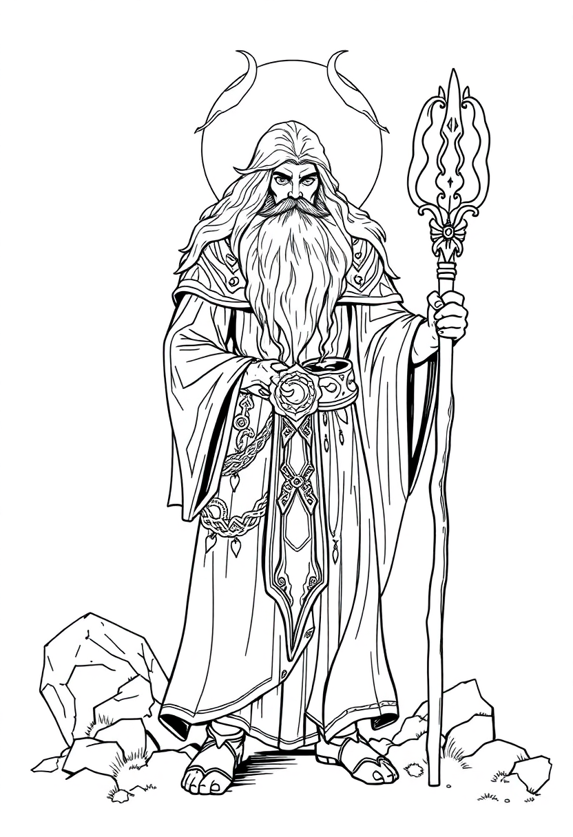Druid coloring page, free printable