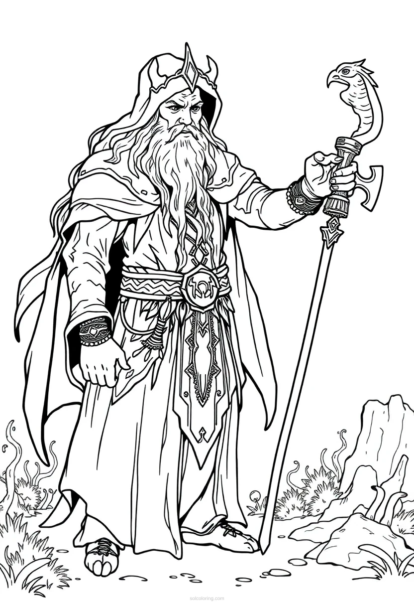 Druid Mandala coloring page for kids