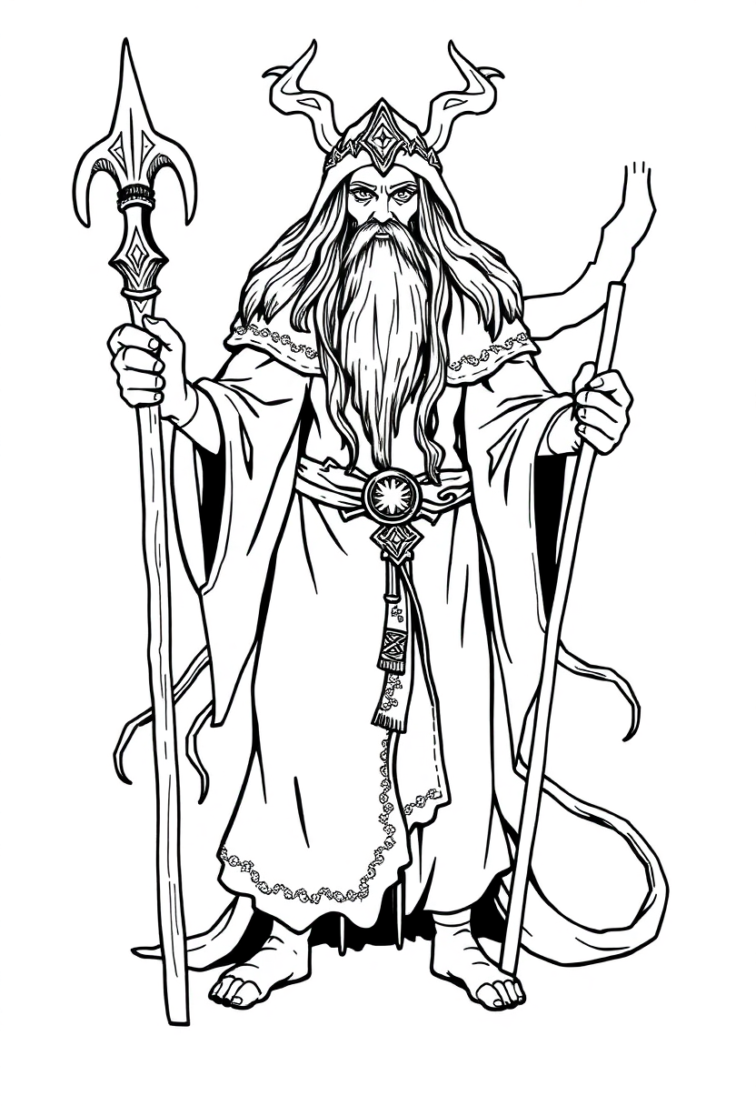 Druid coloring page, free printable