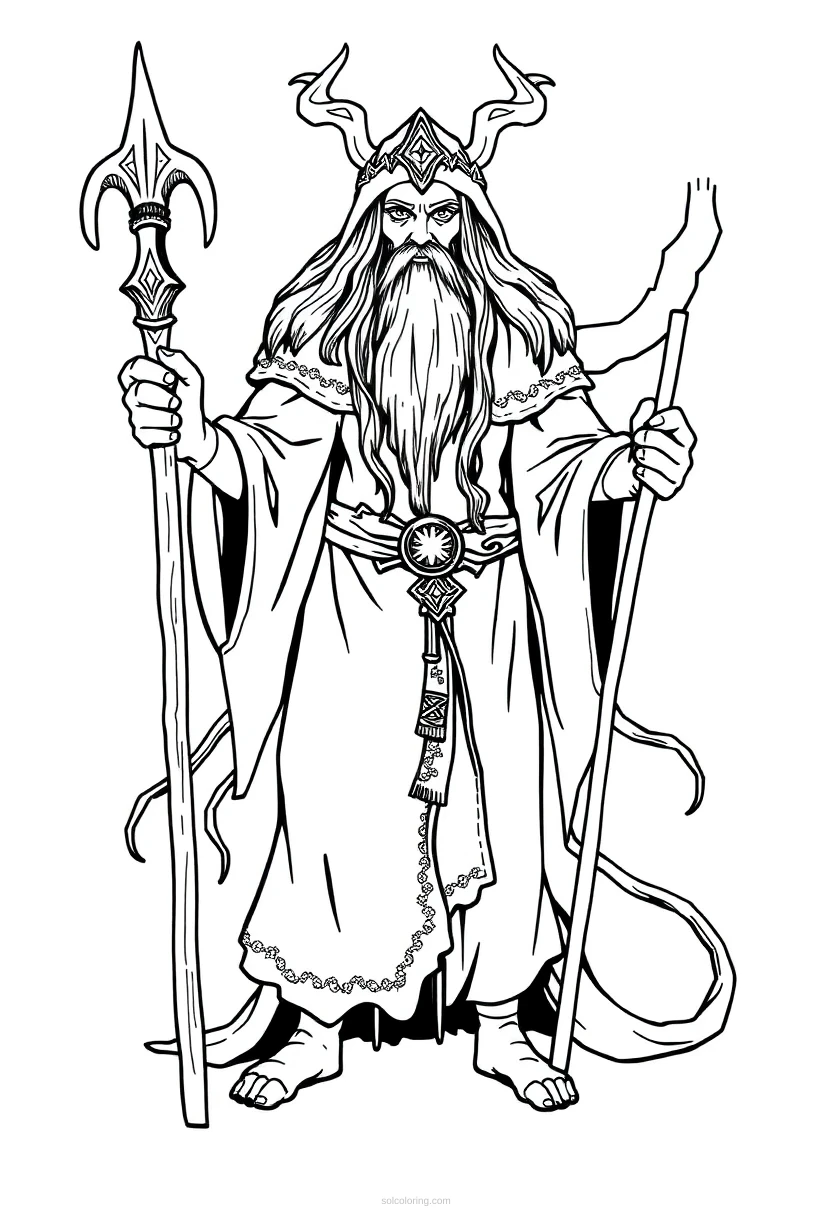 Druid coloring page for kids