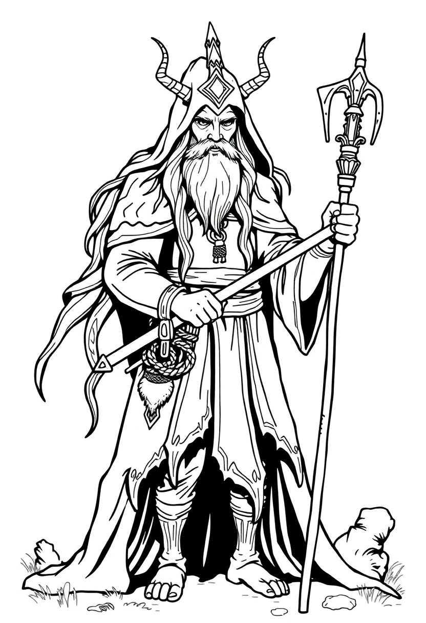Druid coloring page, free printable