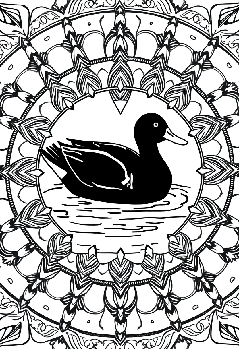 Duck on Pond coloring page, free printable