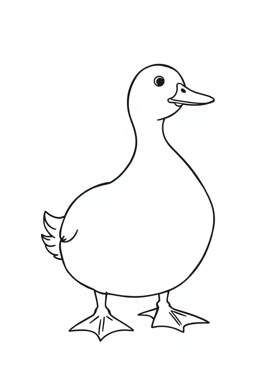 Duck coloring page, free printable standard style for kids and adults