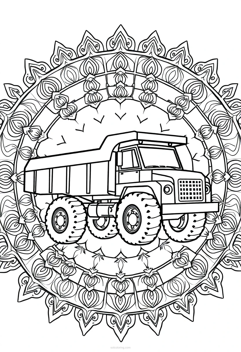 Dump Truck coloring page for kids