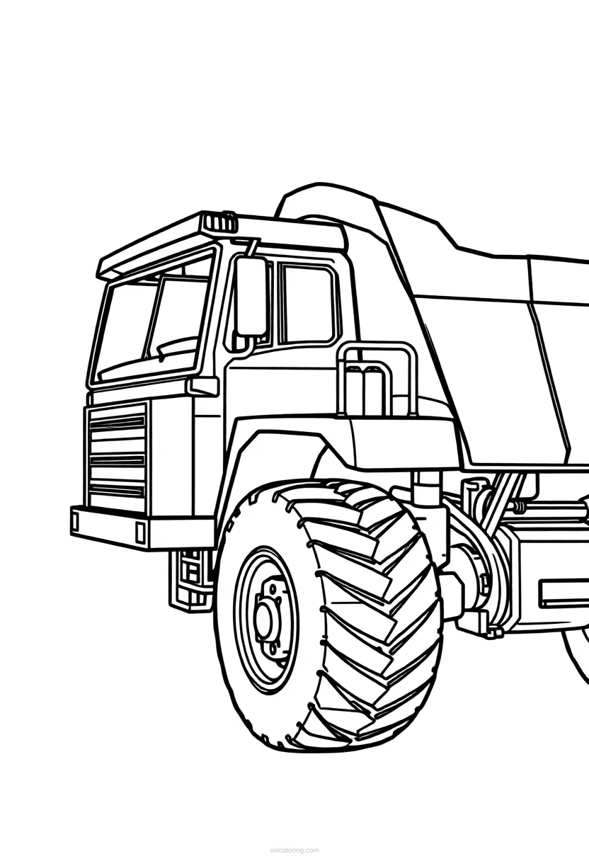 Dump Truck Cute Cartoon coloring page for kids