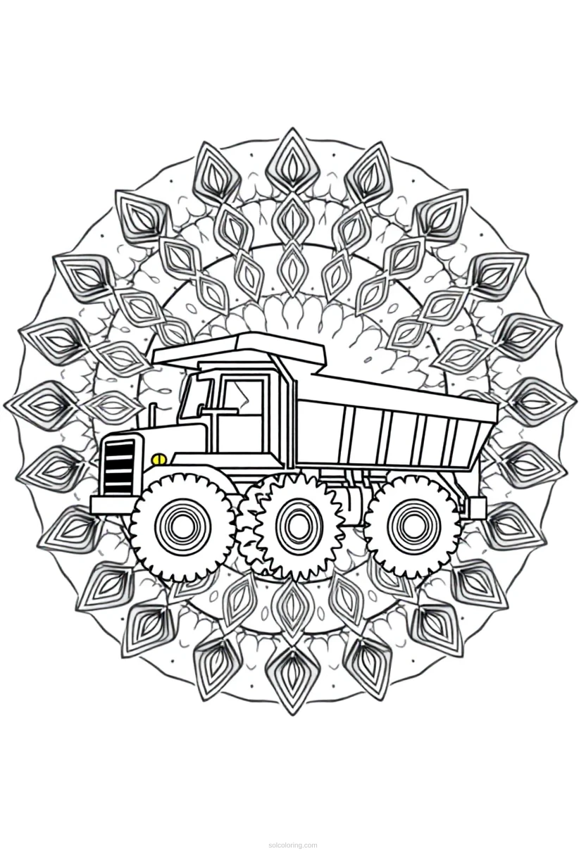 Dump Truck Cute Cartoon coloring page for kids