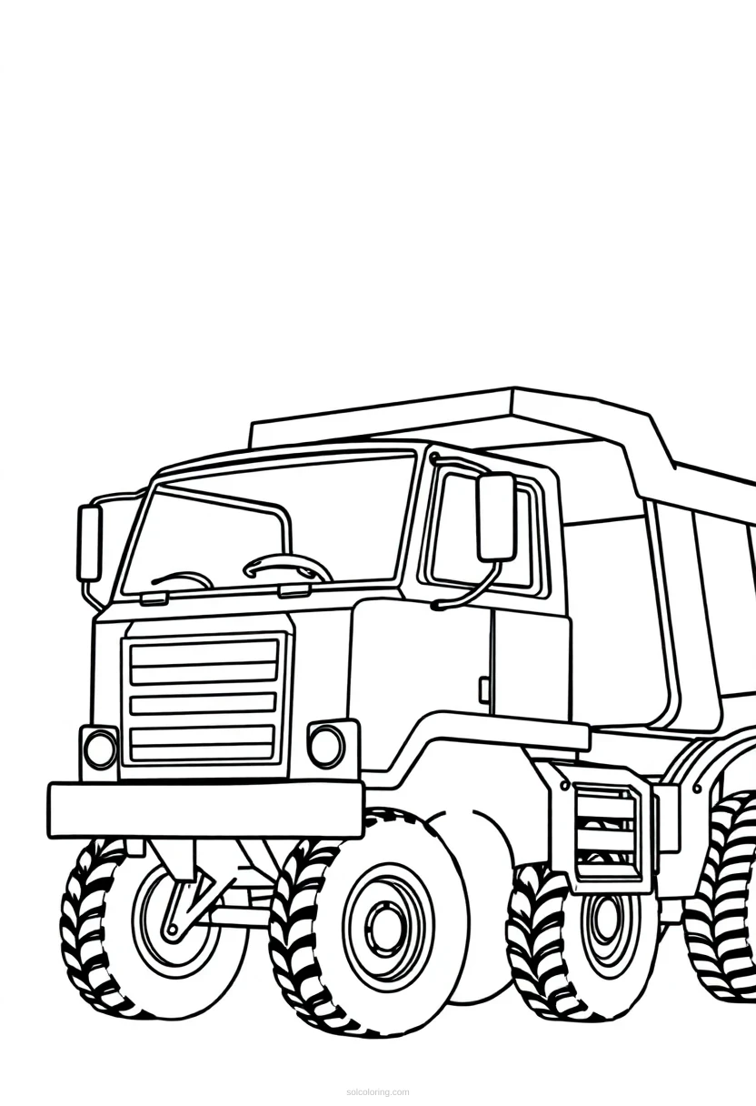 Dump Truck Cute Cartoon coloring page for kids