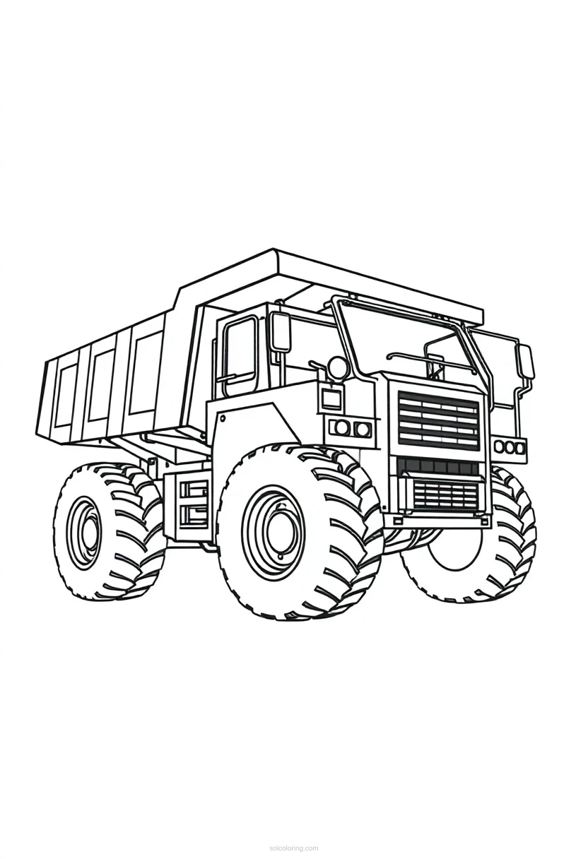 Dump Truck Simple coloring page for kids