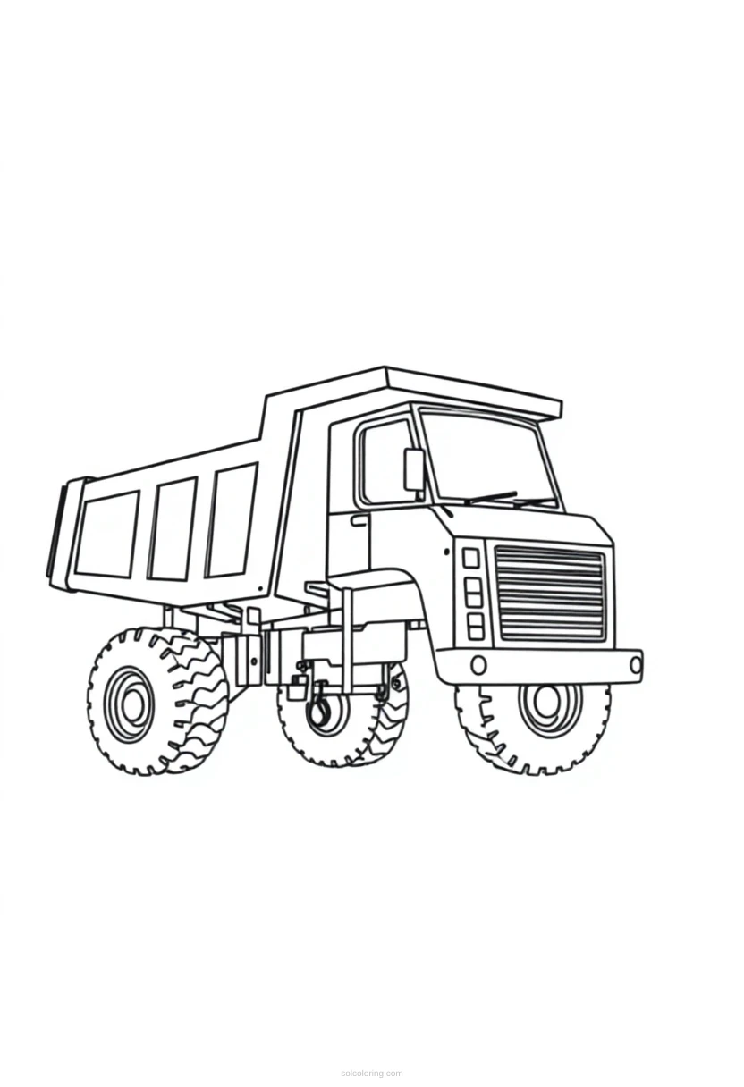 Dump Truck Simple coloring page for kids