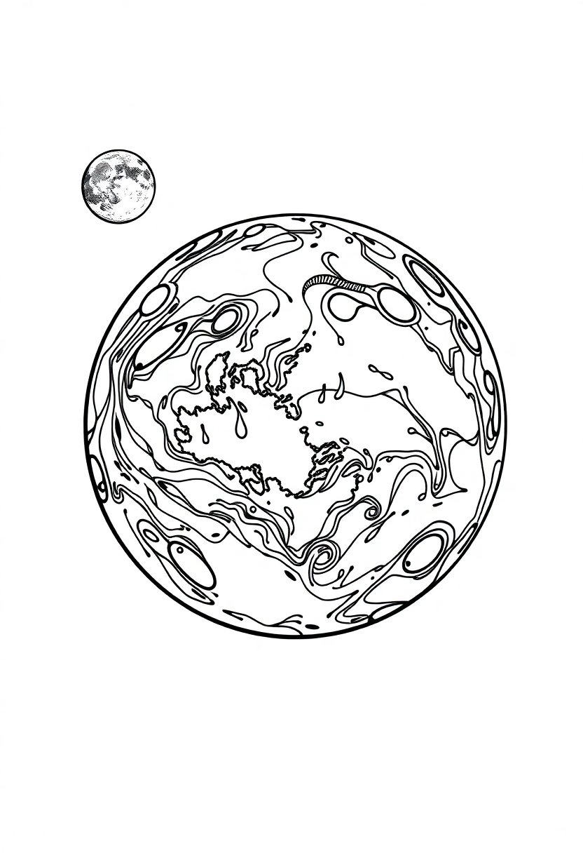 Earth and Moon coloring page, free printable