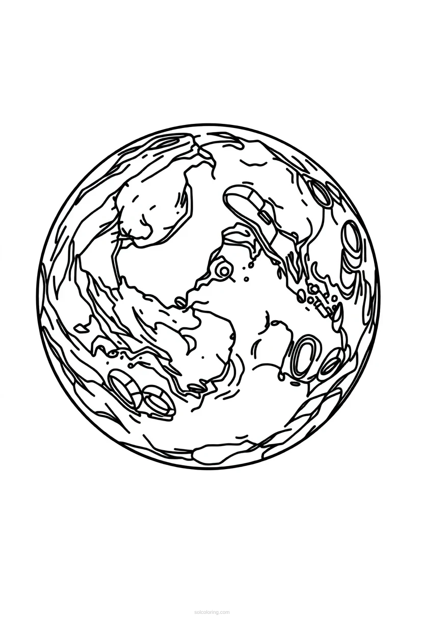 Earth and Moon coloring page for kids