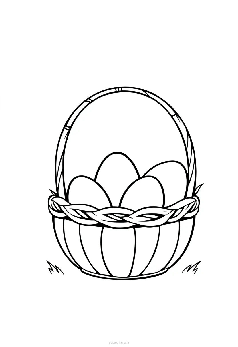 Easter Basket with Eggs coloring page for kids