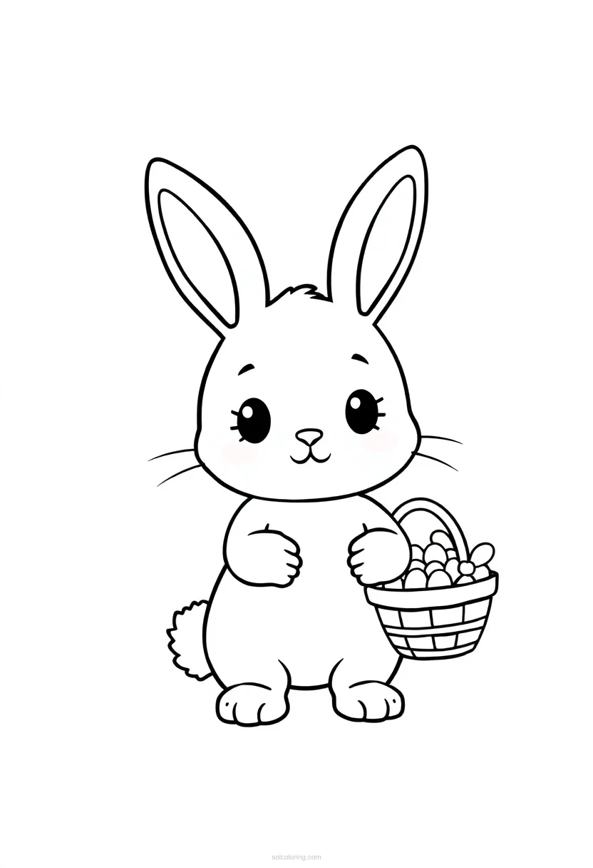 Easter Bunny with Basket coloring page for kids
