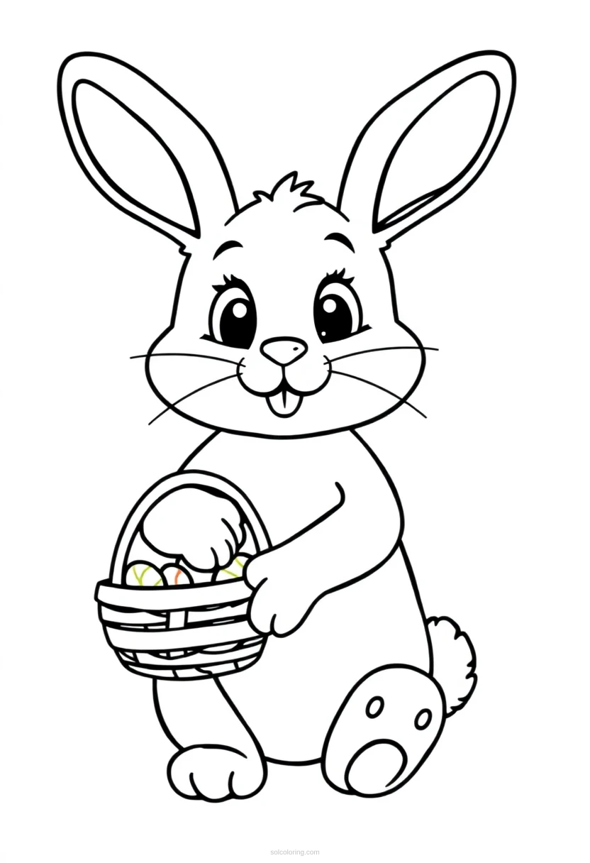 Easter Bunny with Basket coloring page for kids