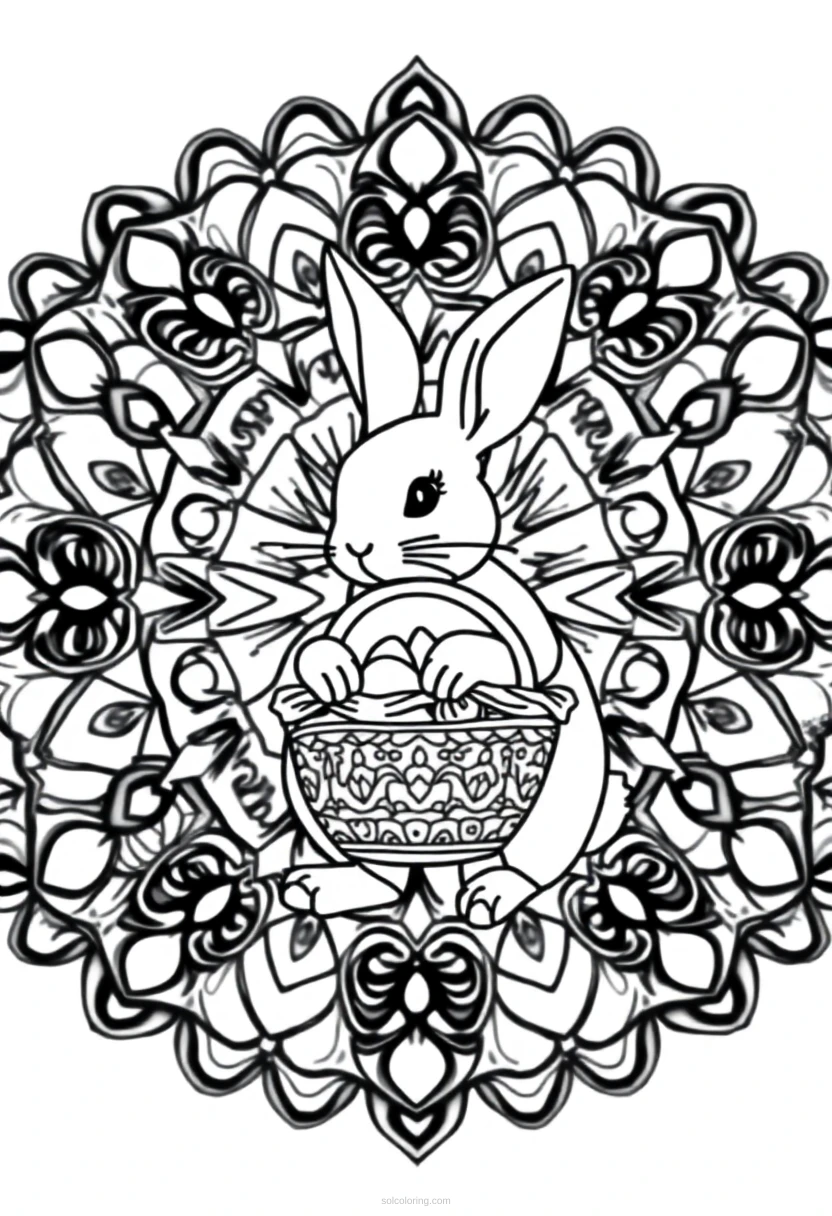 Easter Bunny with Basket coloring page for kids