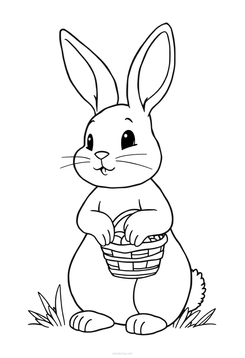 Easter Bunny with Basket coloring page for kids