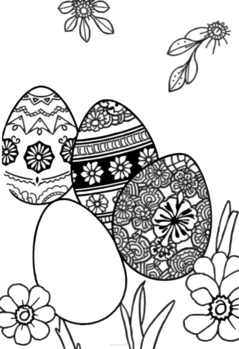 Easter Eggs with Patterns coloring page for kids