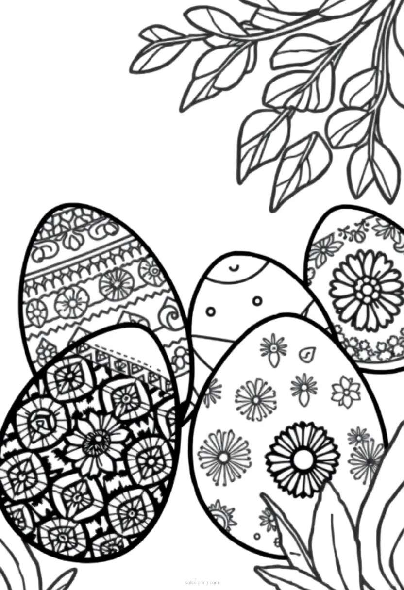 Easter Eggs with Patterns coloring page for kids