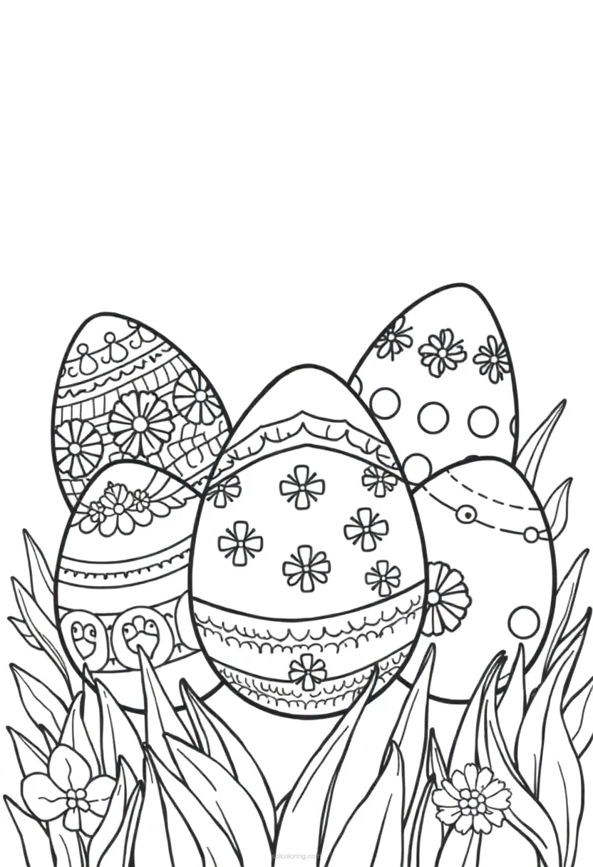 Easter Eggs with Patterns coloring page for kids