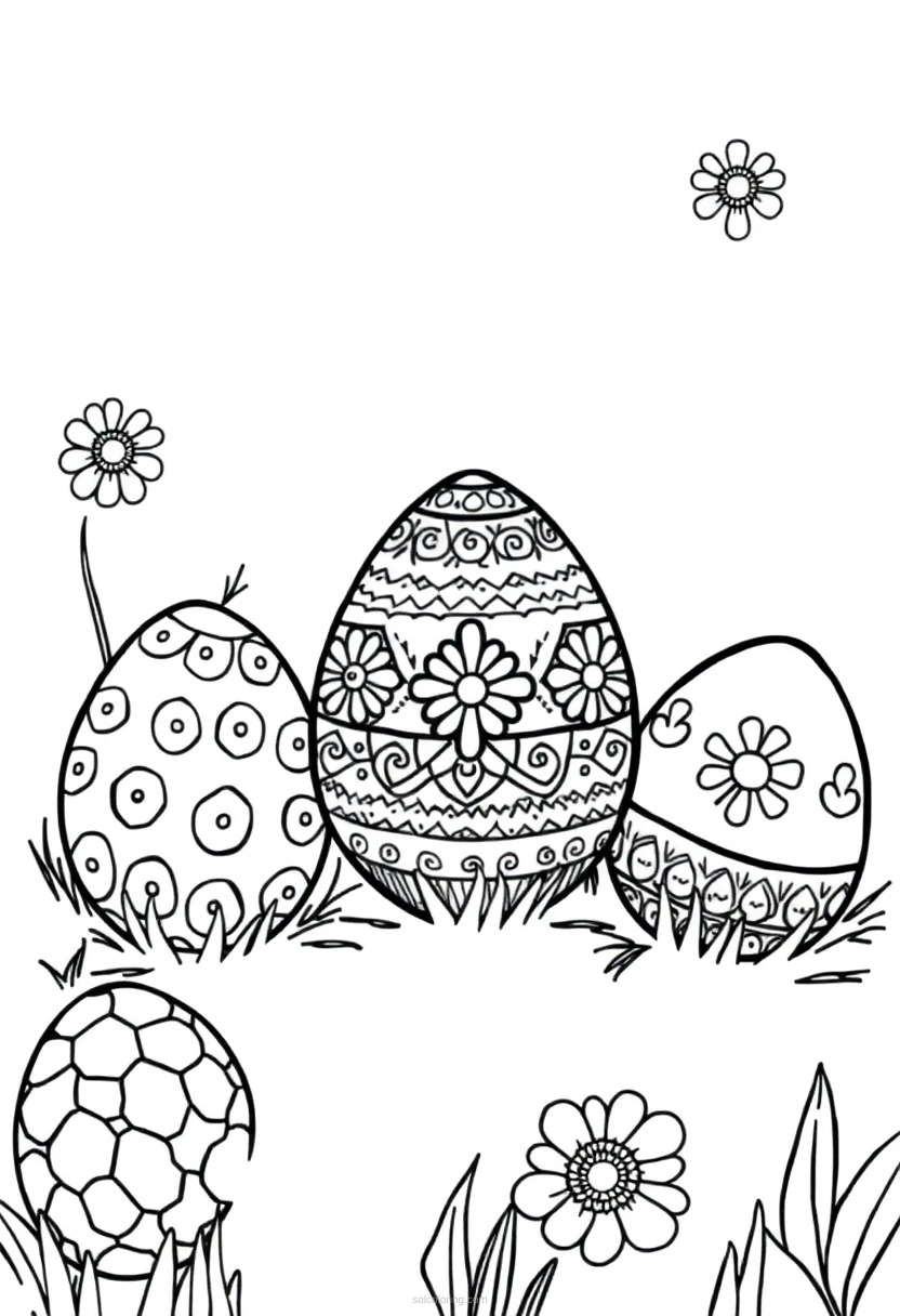 Easter Eggs with Patterns coloring page for kids
