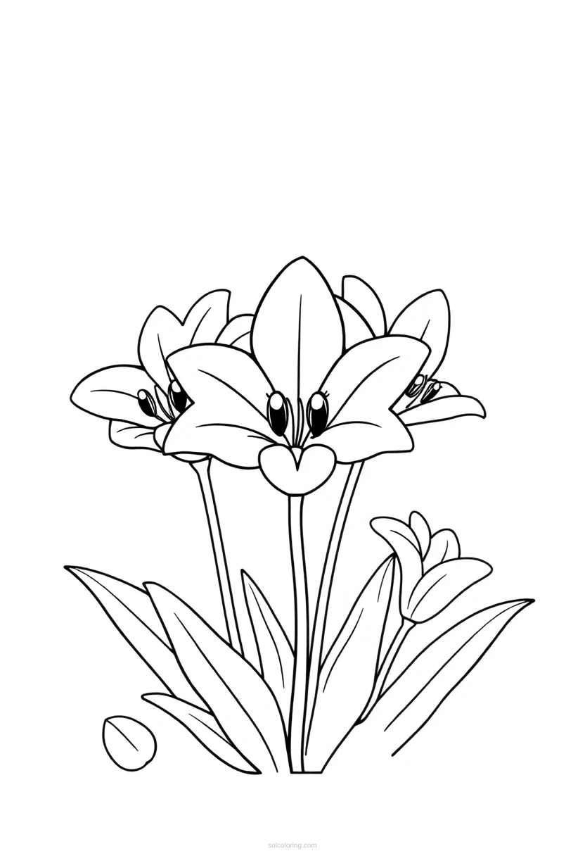 Easter Lily Flowers coloring page for kids