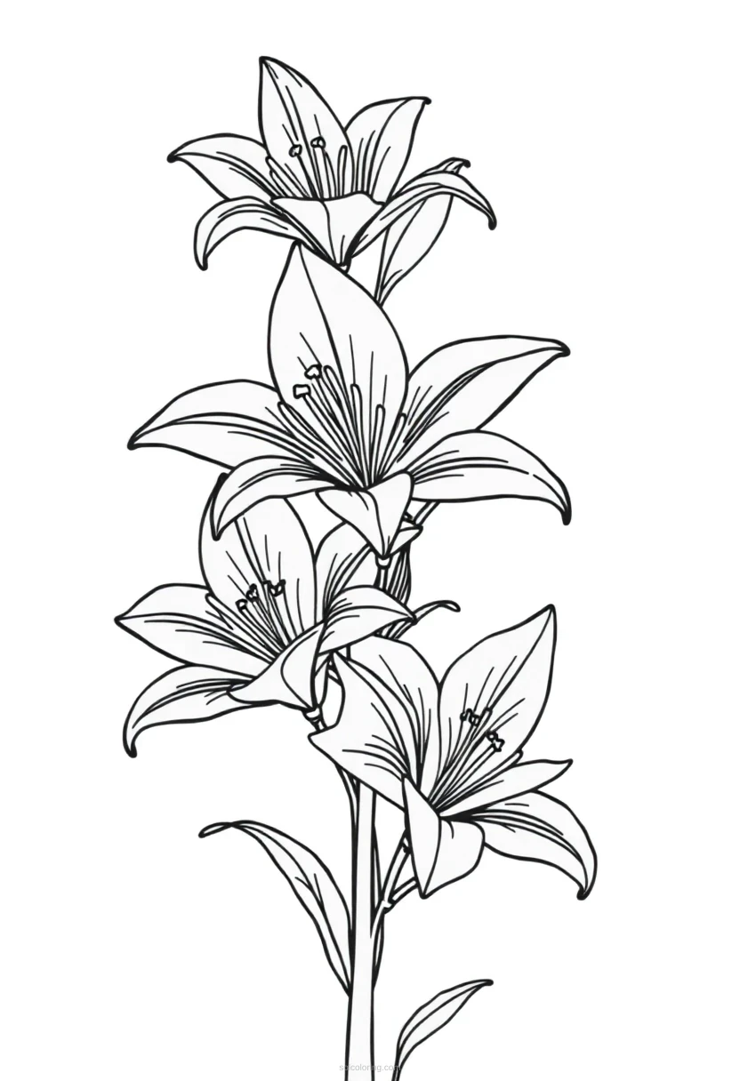 Easter Lily Flowers coloring page for kids