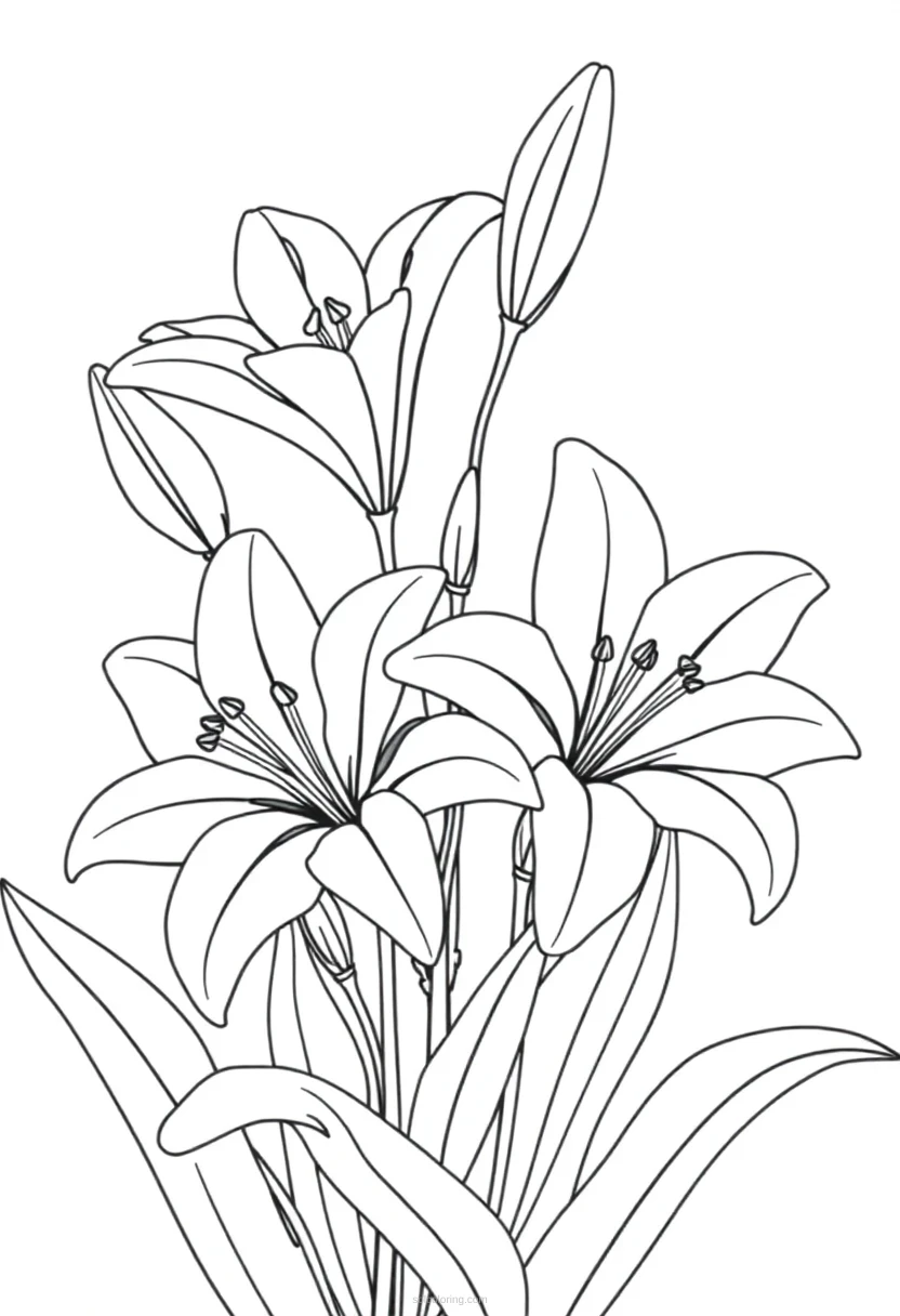 Easter Lily Flowers coloring pages