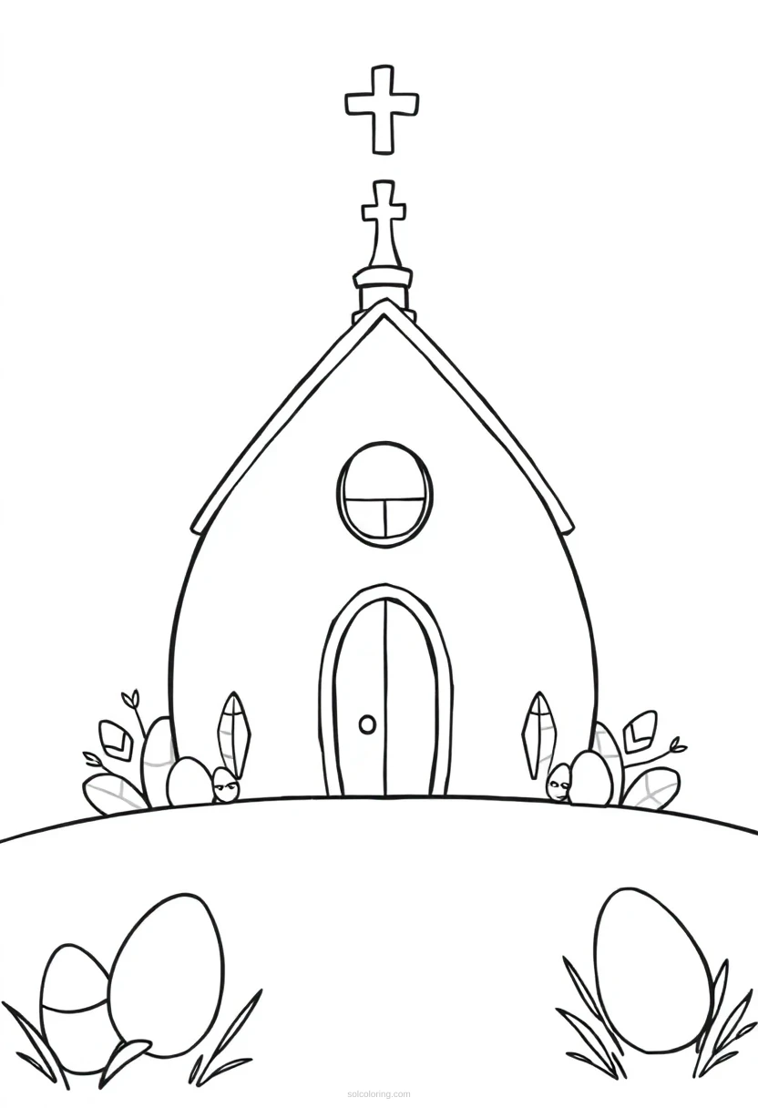 Easter Sunday Church coloring page for kids
