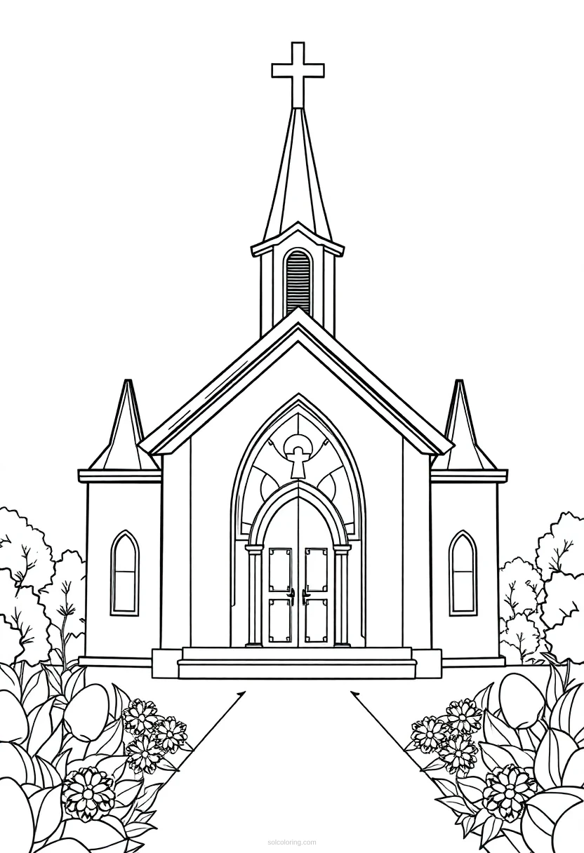 Easter Sunday Church coloring page for kids