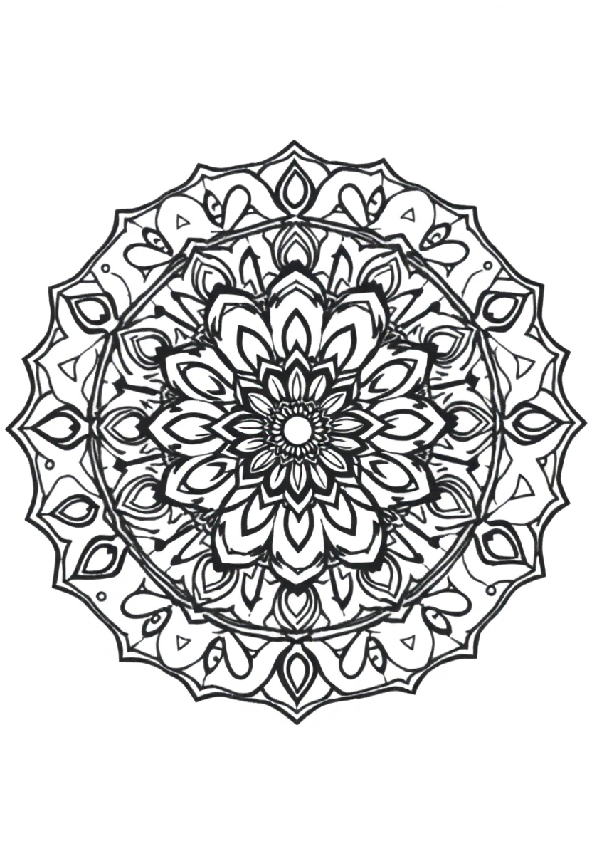 Easy Kids Mandala coloring page for kids