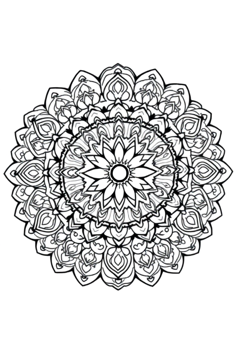 Easy Kids Mandala Realistic coloring pages