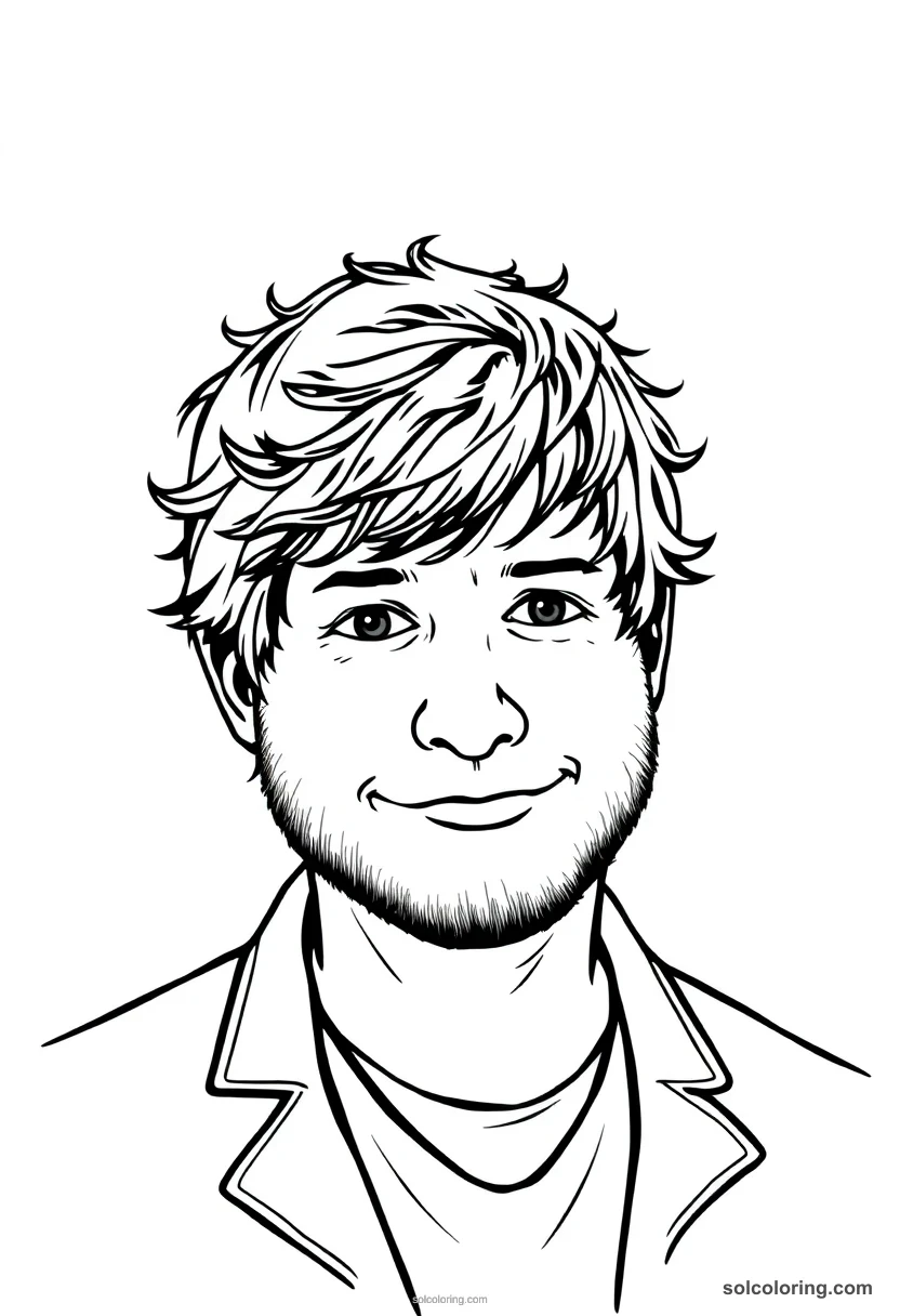 Caricature Ed Sheeran caricature coloring page for kids