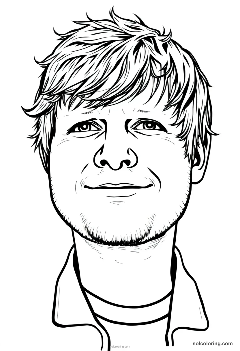 Illustrated Portrait Ed Sheeran illustrated portrait coloring page for kids