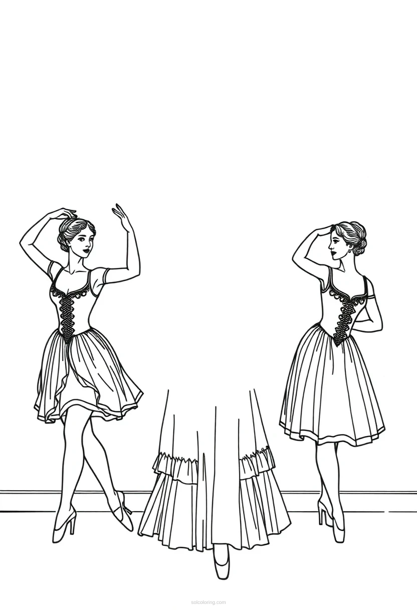 Edgar Degas Ballet Dancers coloring page for kids