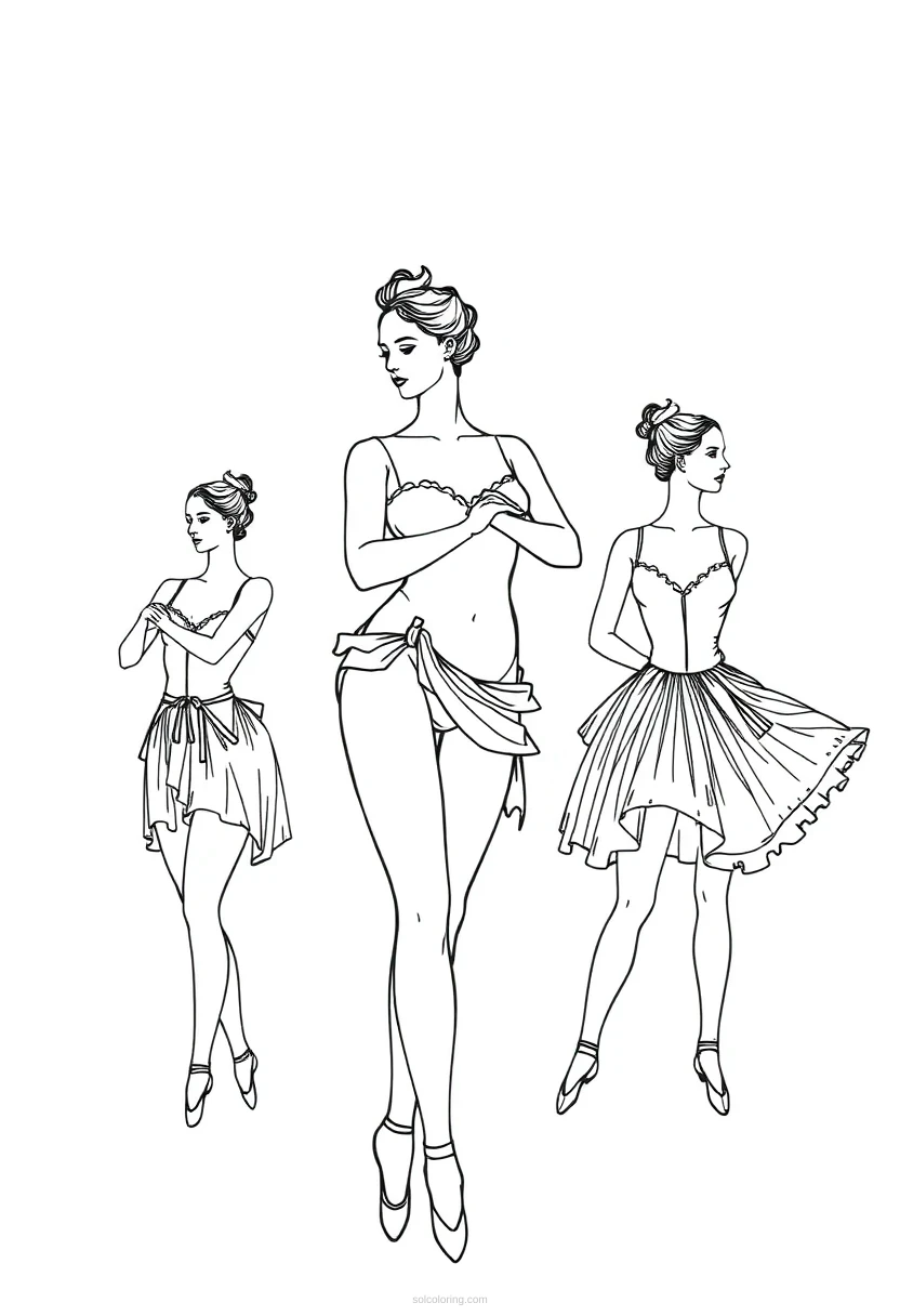 Edgar Degas Ballet Dancers coloring page for kids