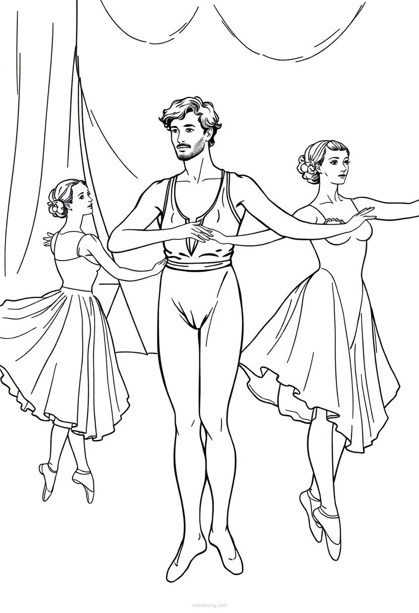 Edgar Degas Ballet Dancers coloring page for kids