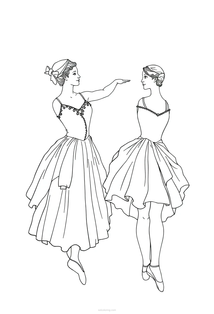 Edgar Degas Ballet Dancers coloring page for kids