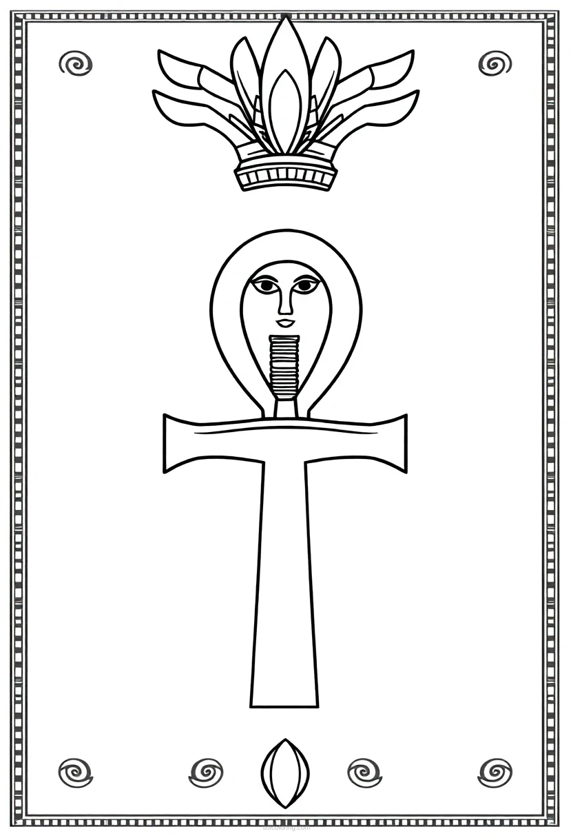Egyptian Ankh Symbol coloring page for kids