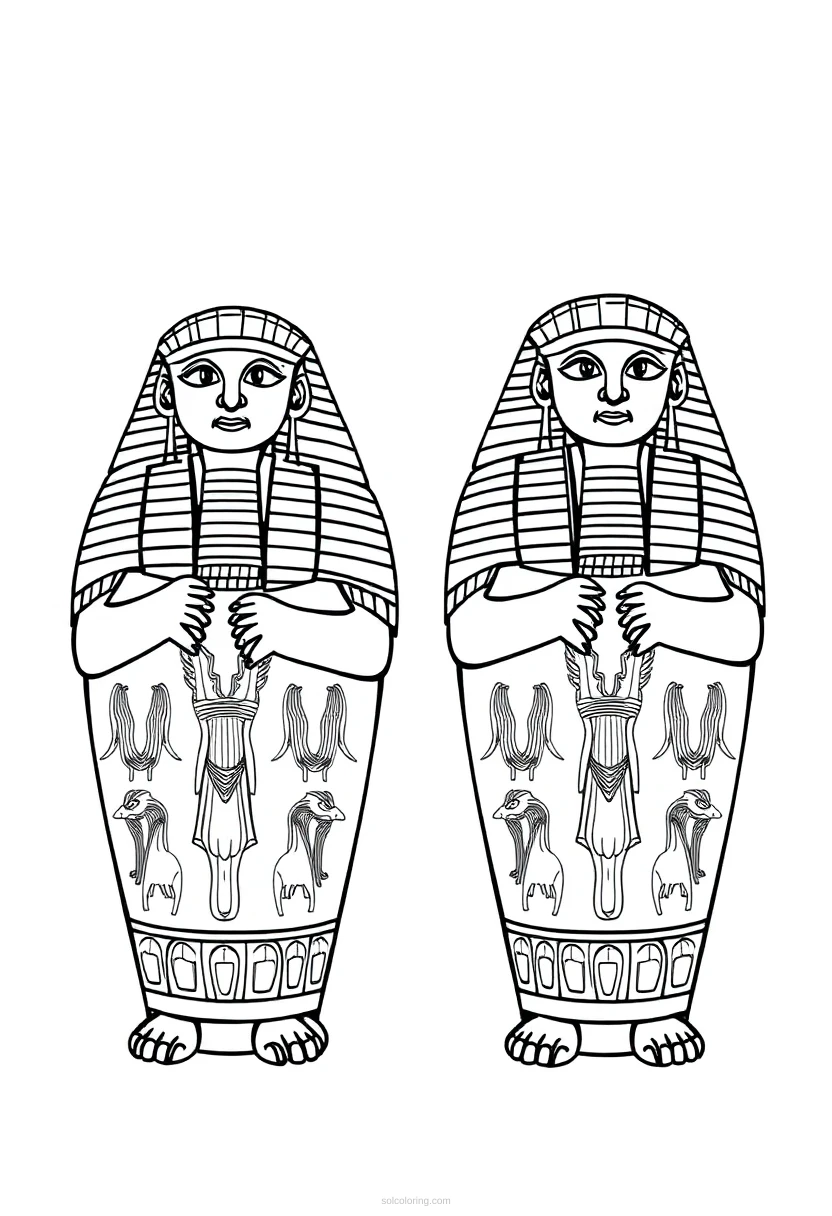 Egyptian Canopic Jars coloring page for kids