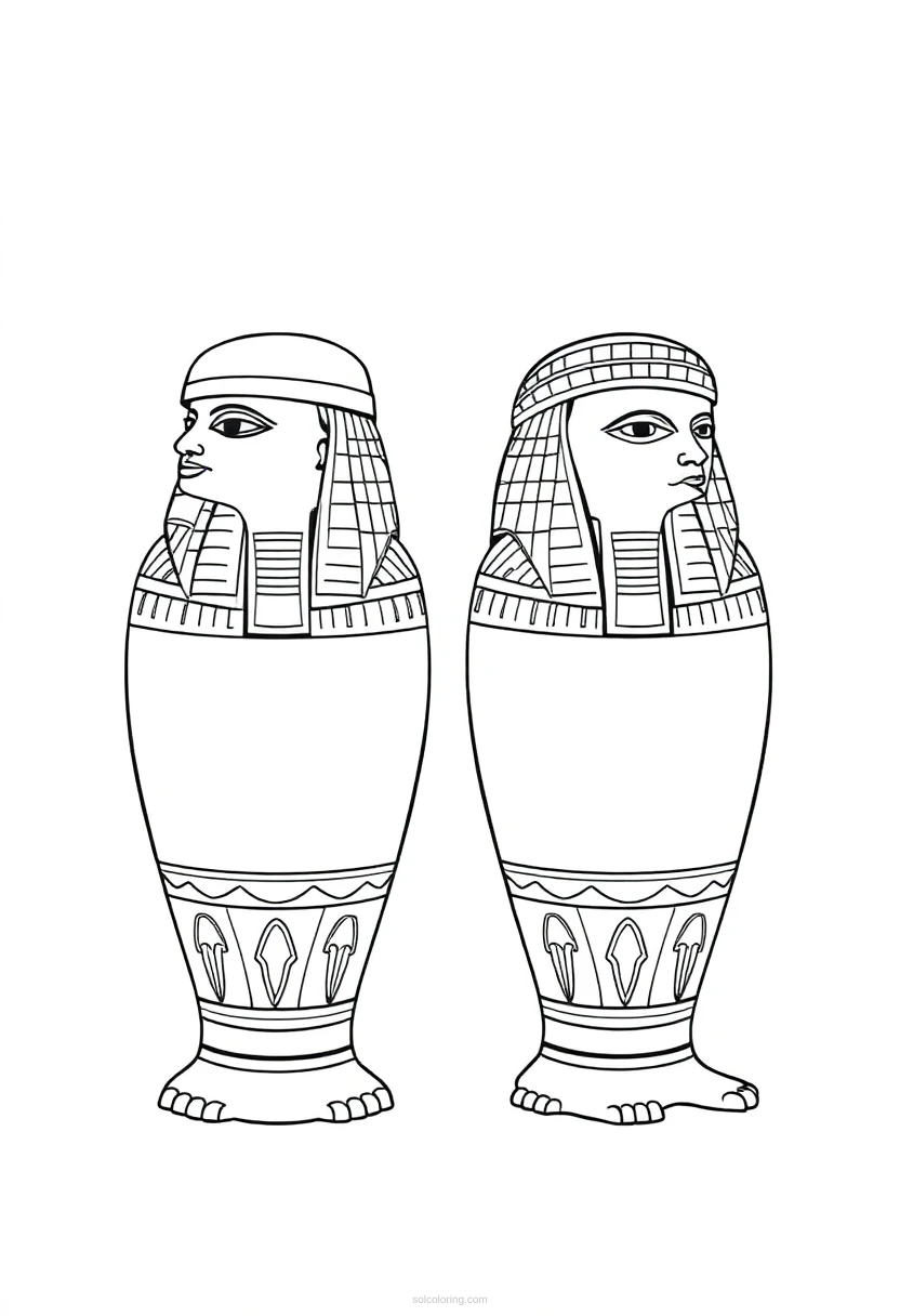 Egyptian Canopic Jars coloring page for kids
