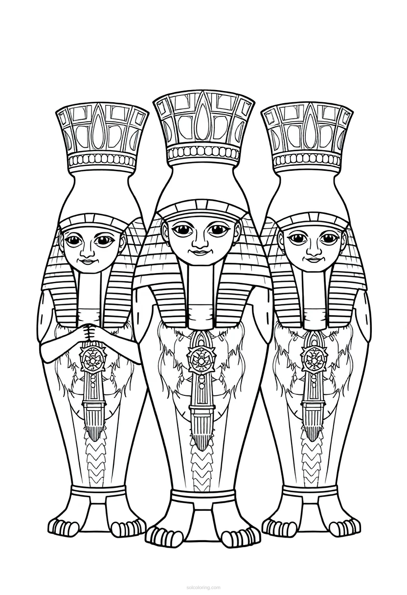 Egyptian Canopic Jars coloring page for kids