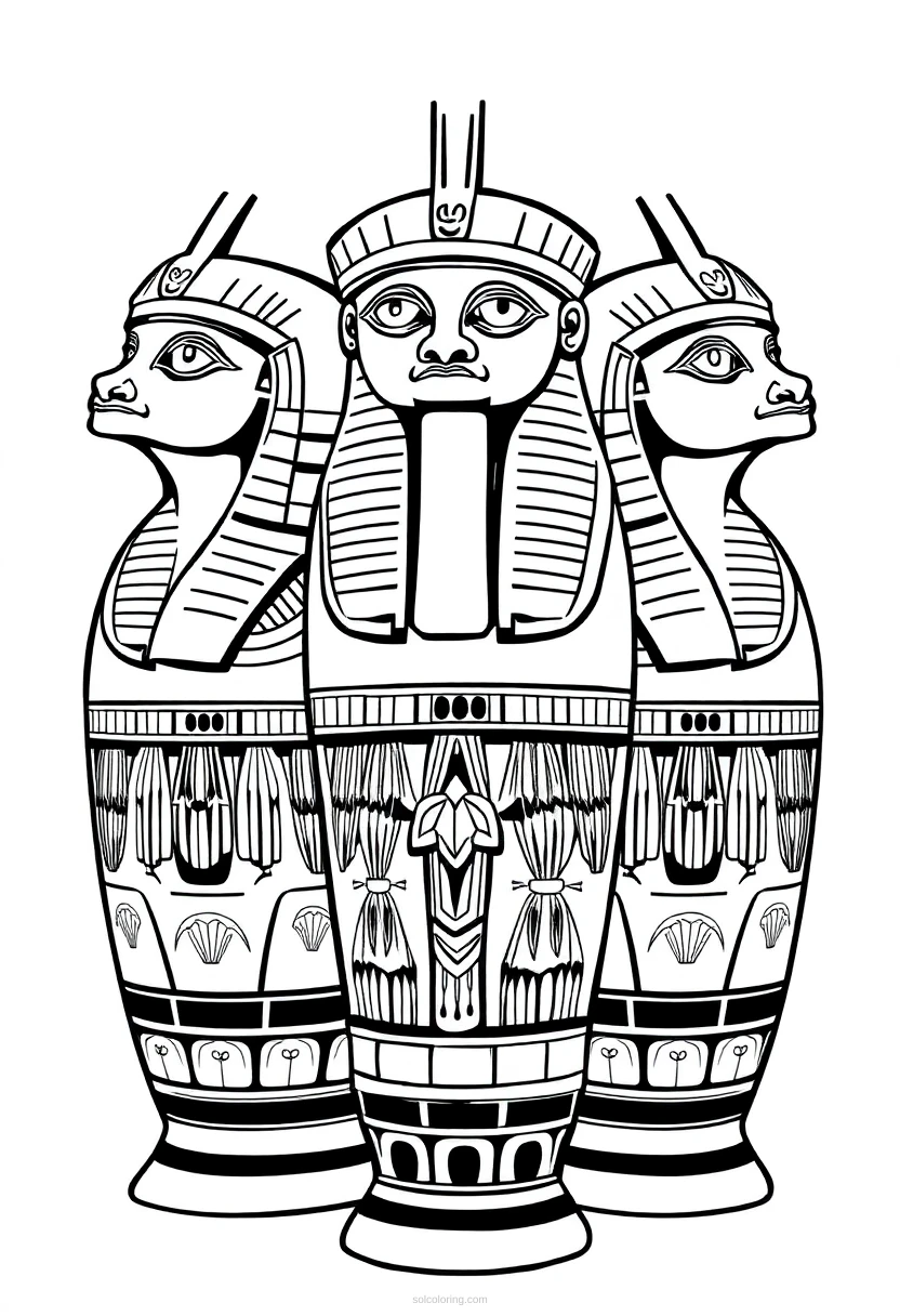Egyptian Canopic Jars coloring page for kids
