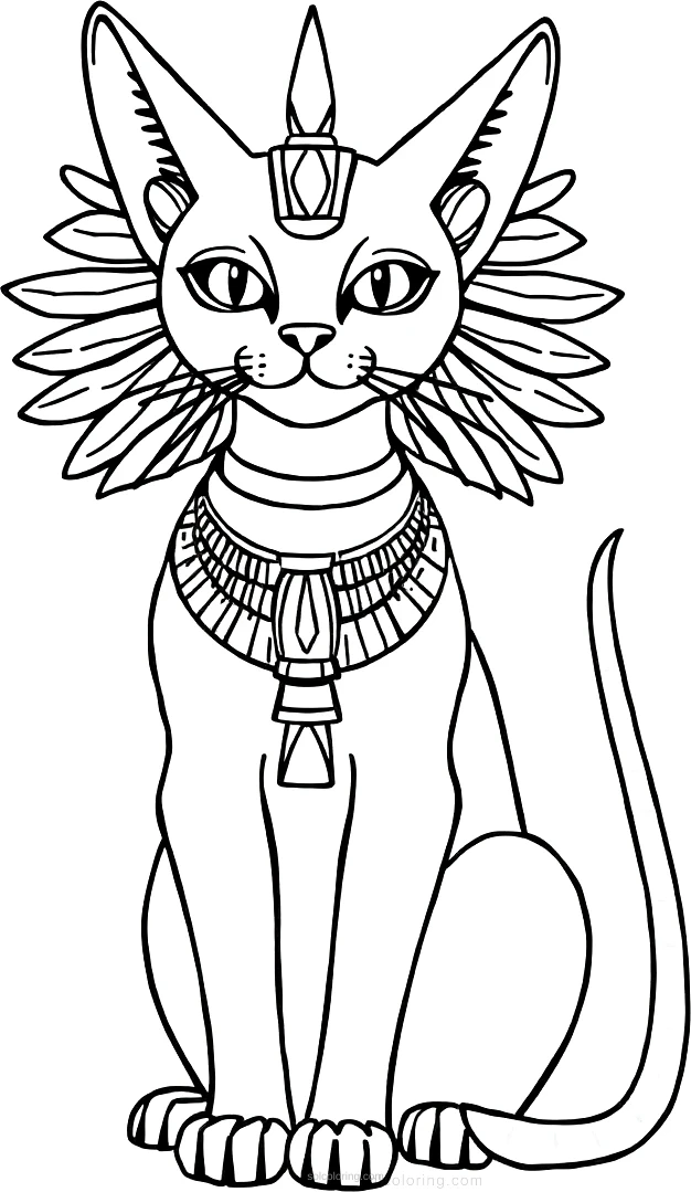 Egyptian Cat Goddess Bastet coloring page for kids