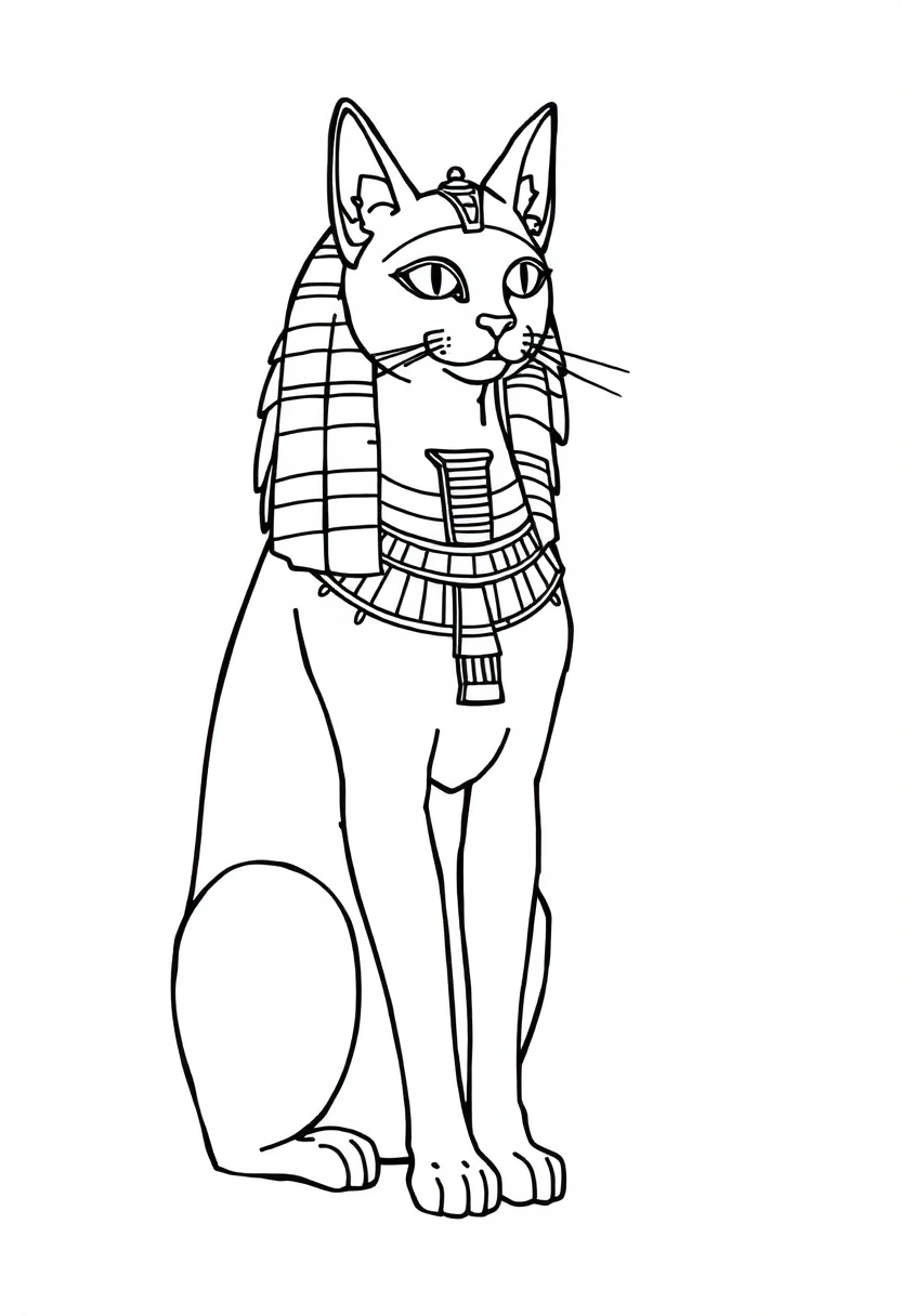 Egyptian Cat Goddess Bastet coloring page, free printable