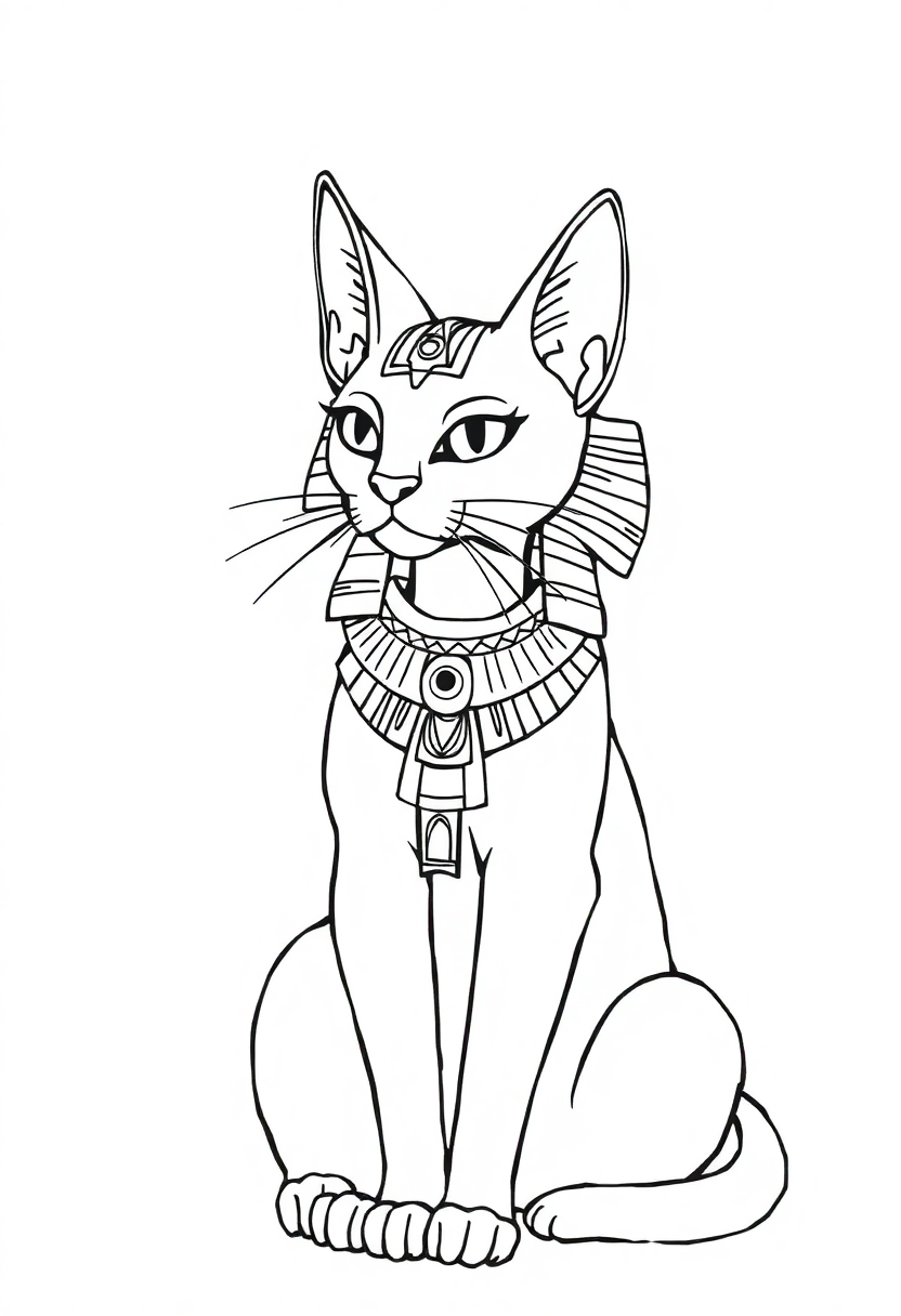 Egyptian Cat Goddess Bastet coloring page, free printable