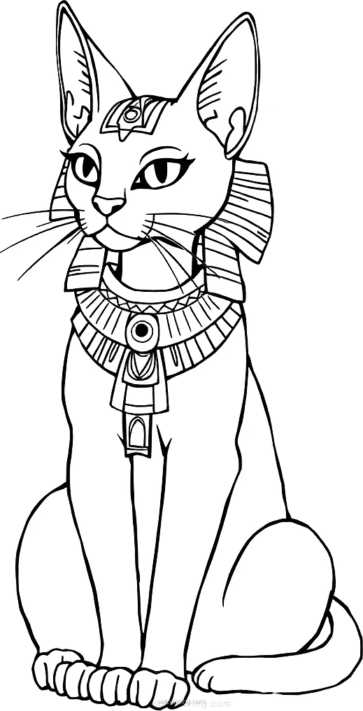 Egyptian Cat Goddess Bastet coloring page for kids