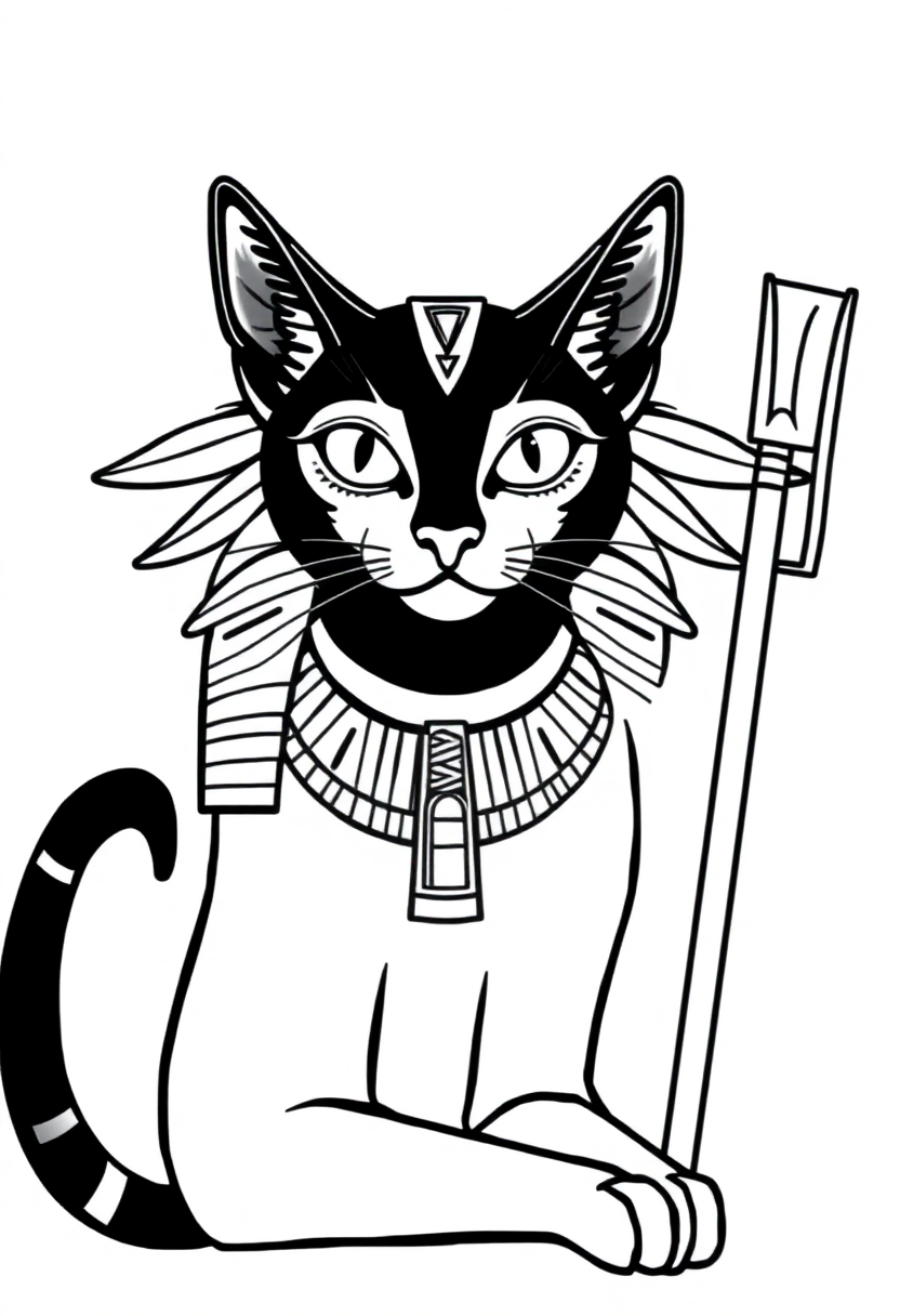 Egyptian Cat Goddess Bastet coloring page, free printable