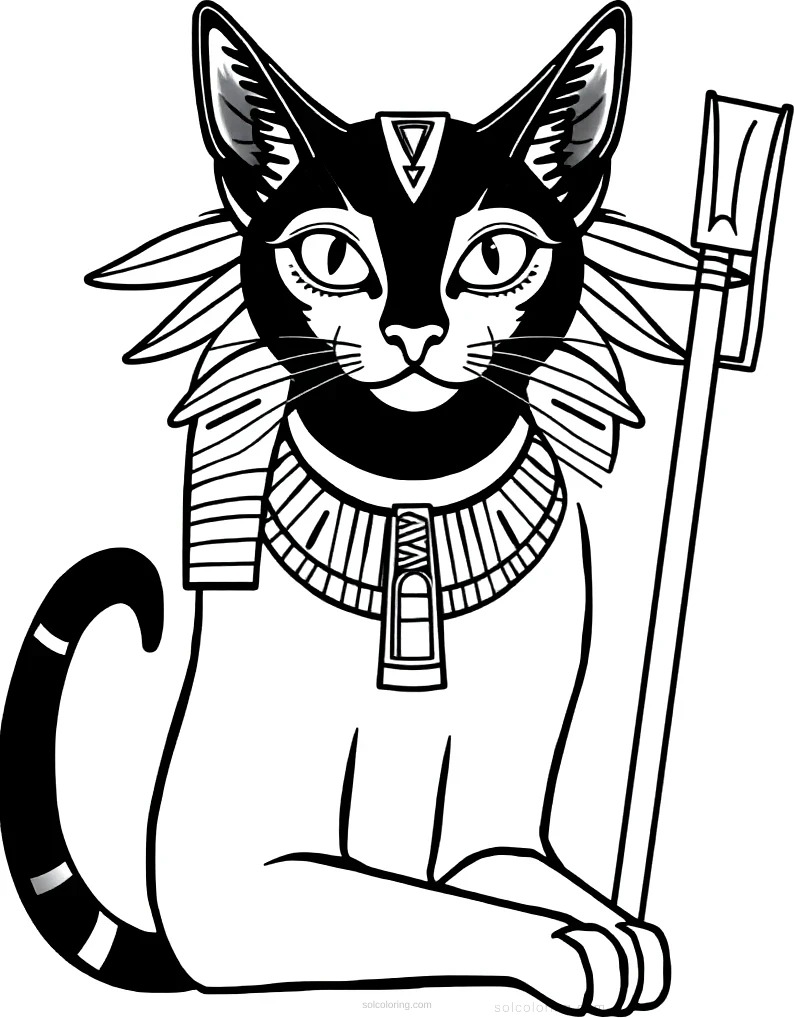 Egyptian Cat Goddess Bastet coloring page for kids