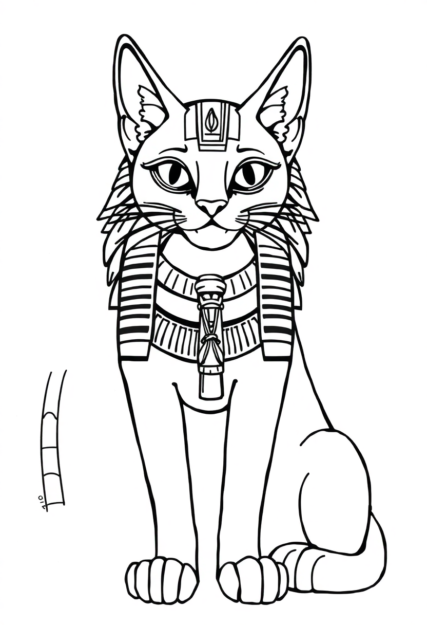 Egyptian Cat Goddess Bastet coloring page, free printable
