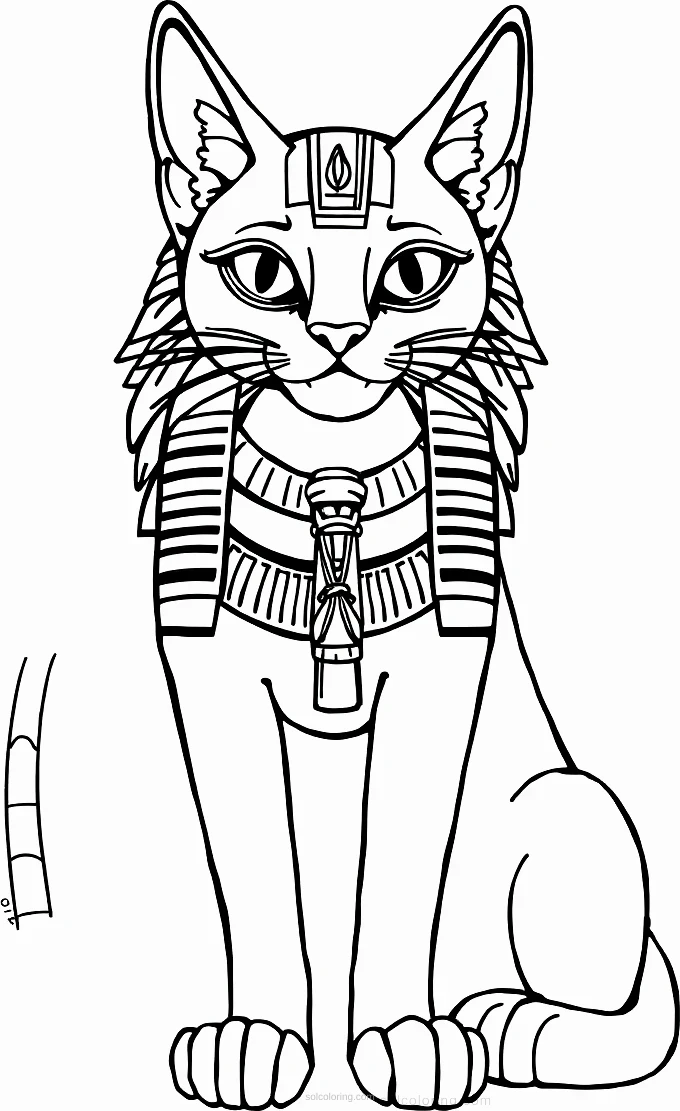Egyptian Cat Goddess Bastet coloring page for kids